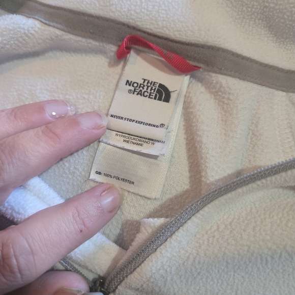 North Face 1/4 zip fleece pullover polartec lightweight Sweatshirt winter white - Picture 10 of 11